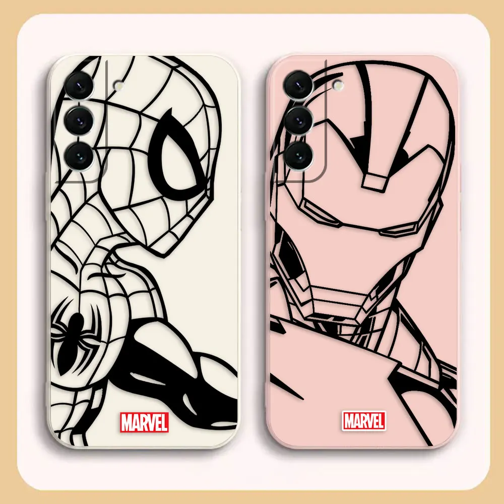 

Case For Samsung Galaxy S23 S21 S20 FE S11 S11E S10 S9 Ultra Plus 4G 5G Liquid silicone Case Marvel line Iron SpiderMan