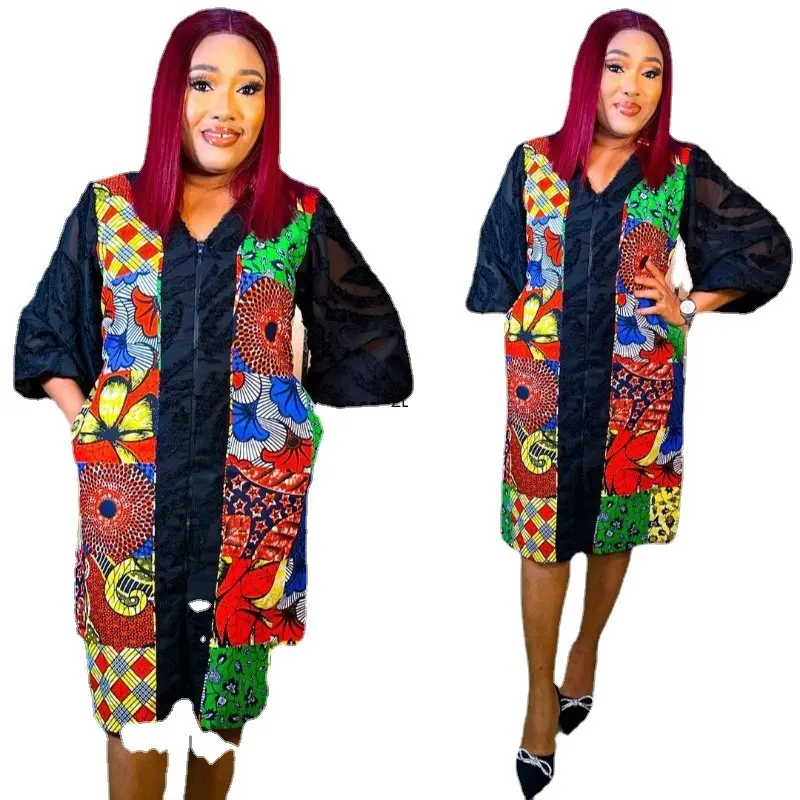 

2023 New Summer Fashion African Dresses for Women Dashiki Ankara Bazin Riche Design Wax Outfits Robe Plus Size Africa Clothing