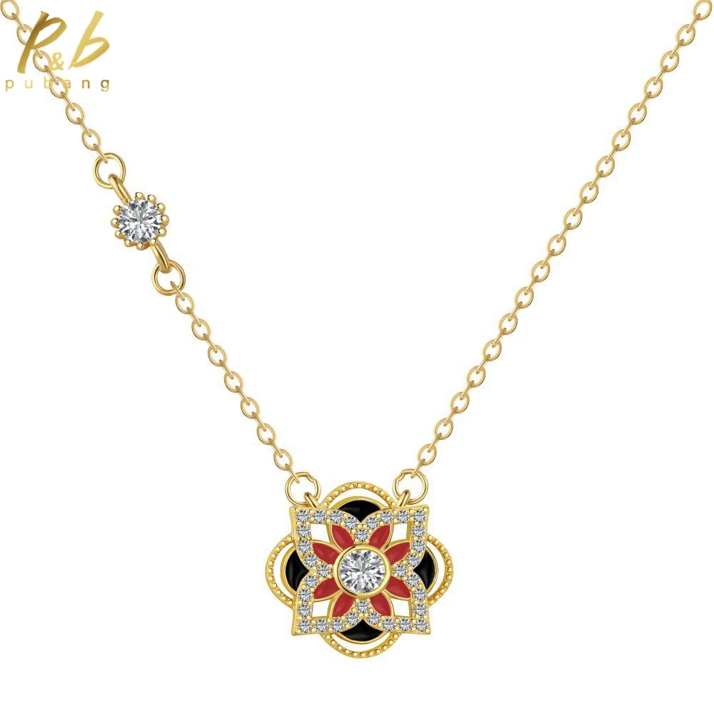 

PuBang Fine Jewelry Solid 925 Sterling Silver Gem Created Moissanite Cocktail Necklace for Women Anniversary Gifts Free Shipping