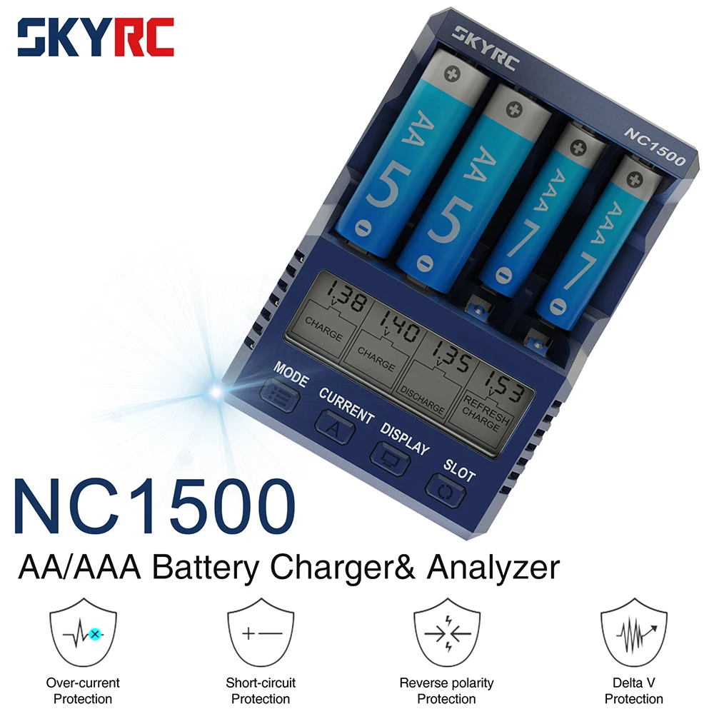 

Зарядное устройство и анализатор SKYRC NC1500 AA/AAA для 4 AA NiMH перезаряжаемых батарей