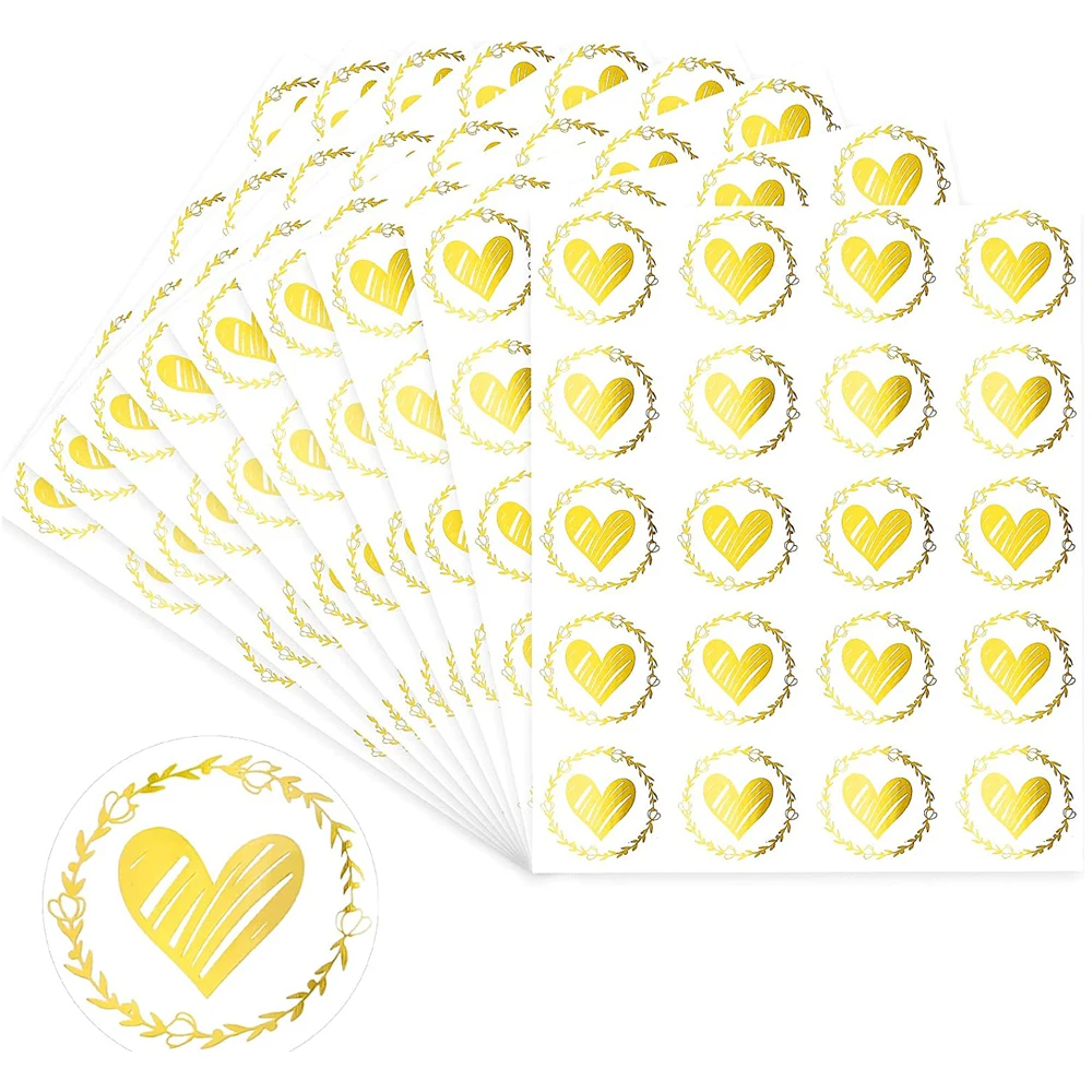 

80-160pcs Transparent Bronzing Heart Stickers 1.26 Inch Round Envelope Seals Label for Wedding Party Invitation Card Gift Decor