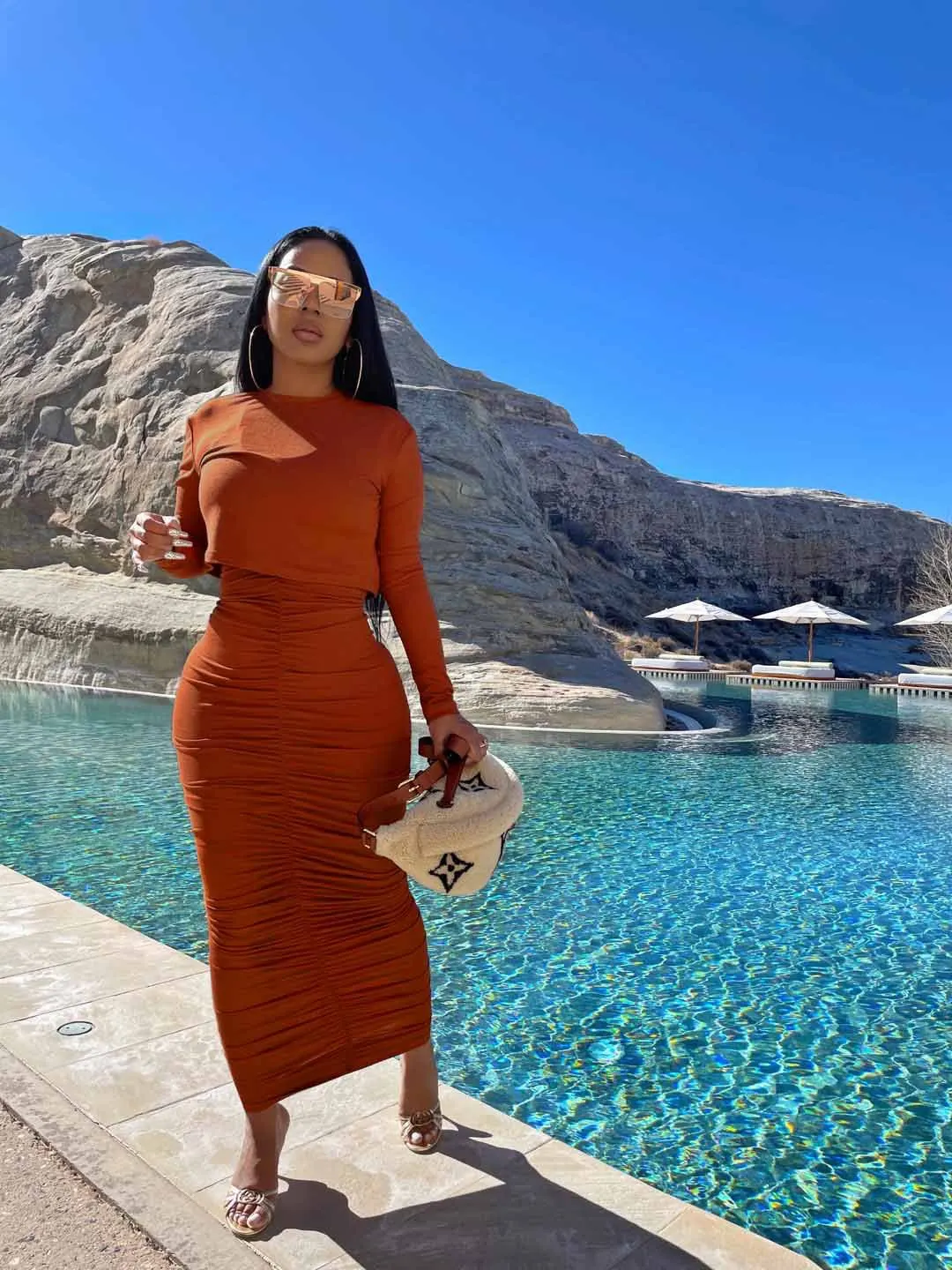 

Комплект женского платья Luxvision из двух предметов Повседневный однотонный со складками