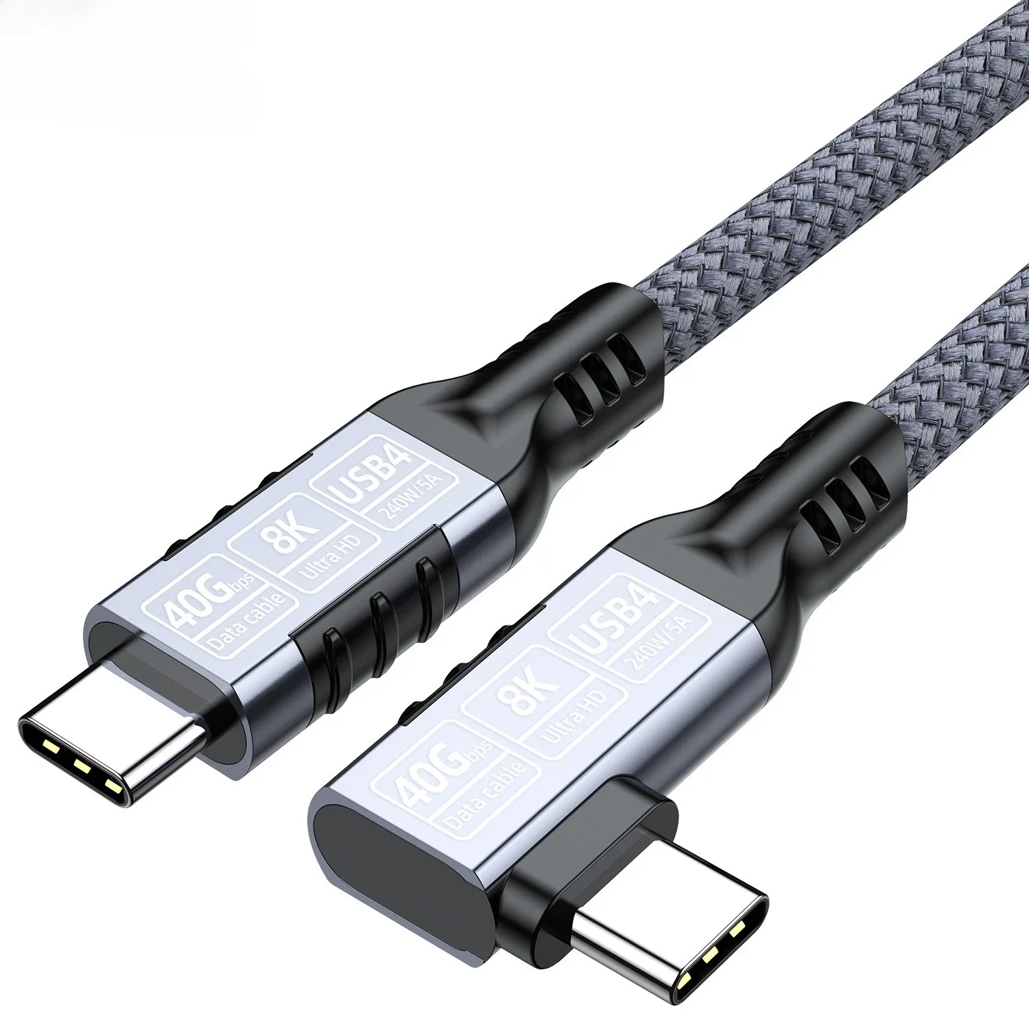 Фото Thunderbolt 5/4 90 градусов USB 4 Type C к USB C Кабель USB5/4 40 Гбит/с 8K PD 240 Вт Кабель для быстрой зарядки данных для Macbook Pro iPad SSD №5