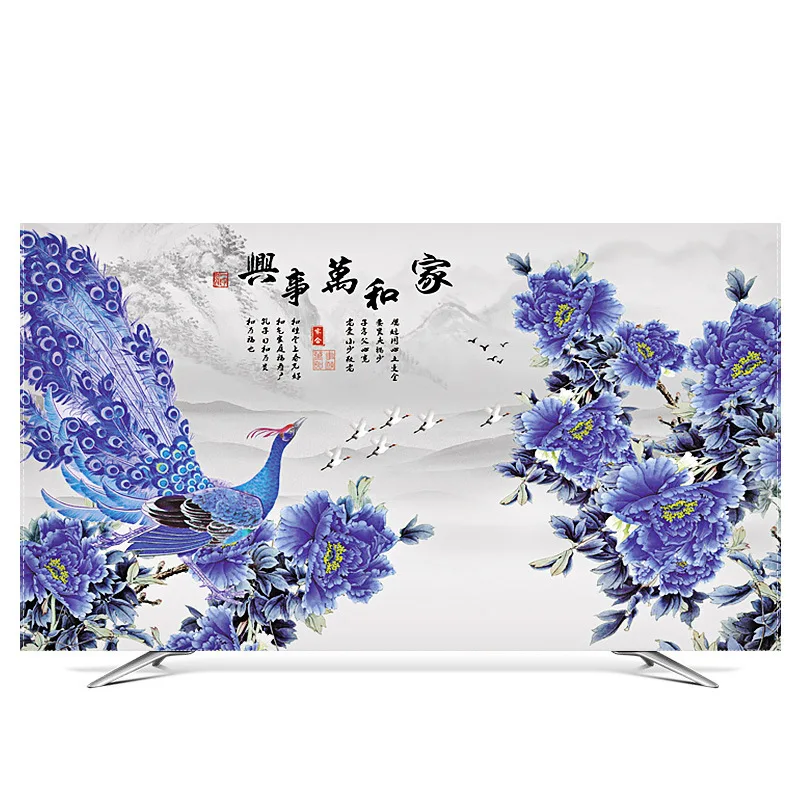 

На заказ 32 " - 85" дюймов декоративная крышка капюшона для экрана LCD TV PC цветочный лист птицы Павлин Фламинго зеленый синий желтый красный белы...