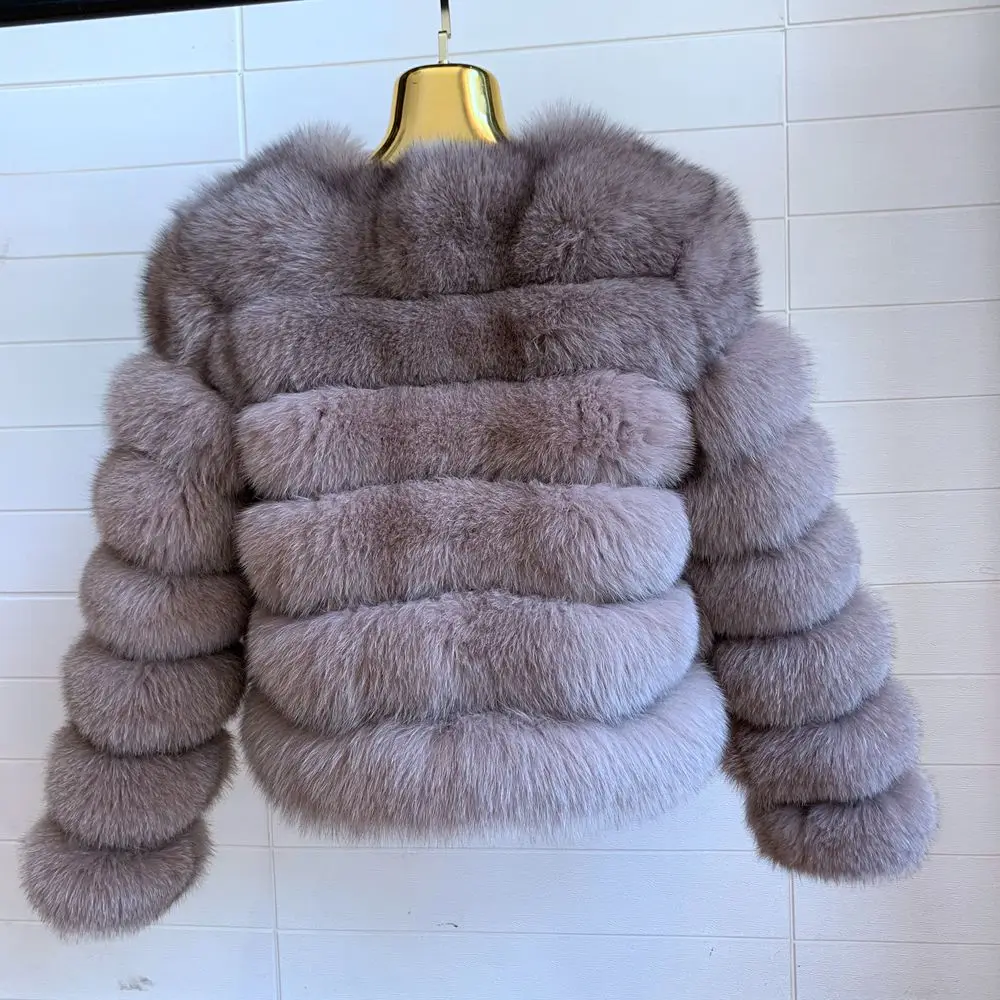 Пальто из натурального меха лисы наряд с длинными рукавами качественные женские