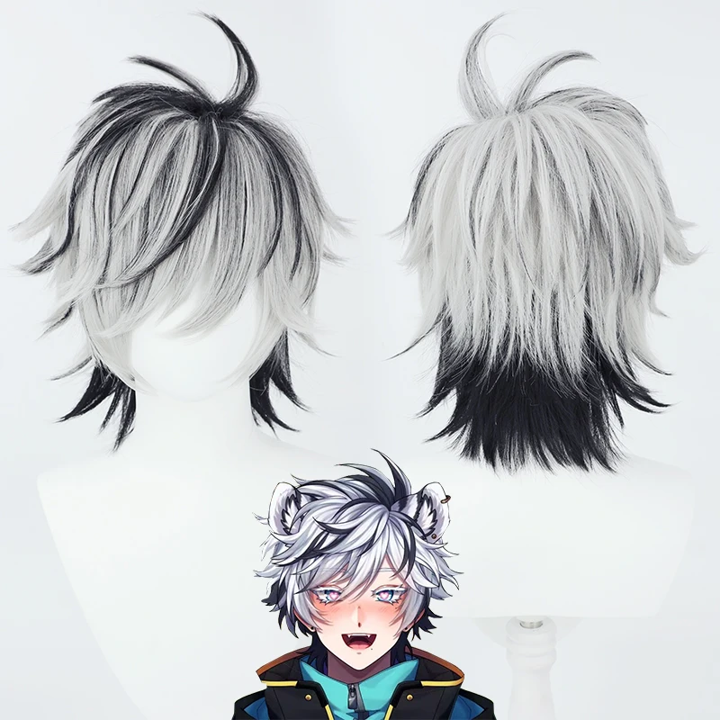 

Парик для косплея Vtuber сделать небесную волну серый черный смешанные короткие термостойкие синтетические волосы ролевая игра Хэллоуин Карнавал вечевечерние НКА головной убор