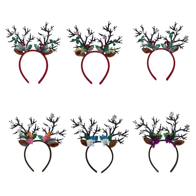 

Светодиодная повязка на голову с рождественским оленем, светящаяся повязка на голову с рогами, обруч для волос, повязка на с
