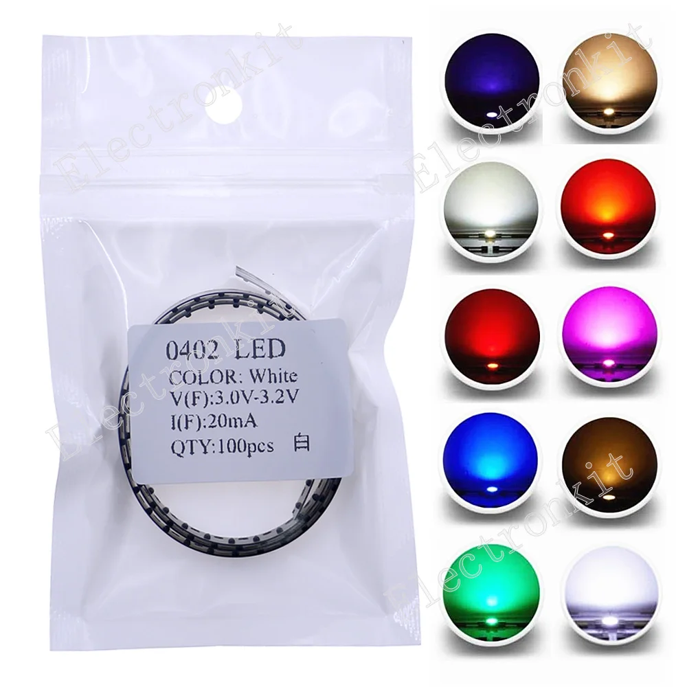 100 шт. 0402 SMD светодиодные излучающие диодные лампы Теплый Холодный белый красный