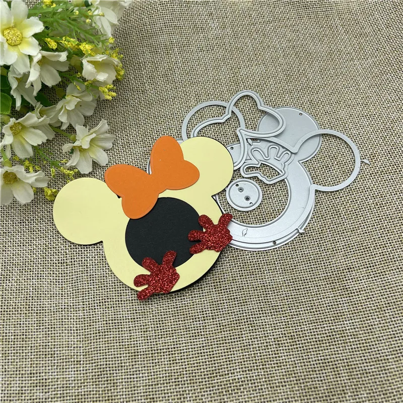 

Beautiful Mouse Metal cutting dies mold Round hole label tag Scrapbook paper craft knife mould blade punch stencils dies