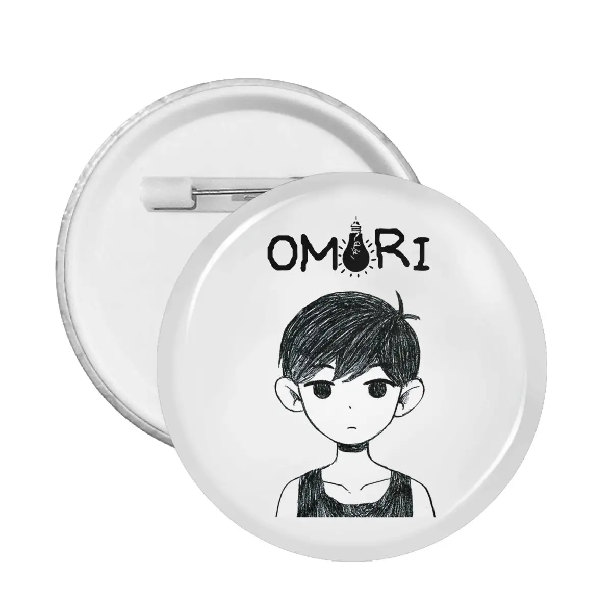 

59 мм черно-белая брошь в виде комиксов Omori с мягкой кнопкой