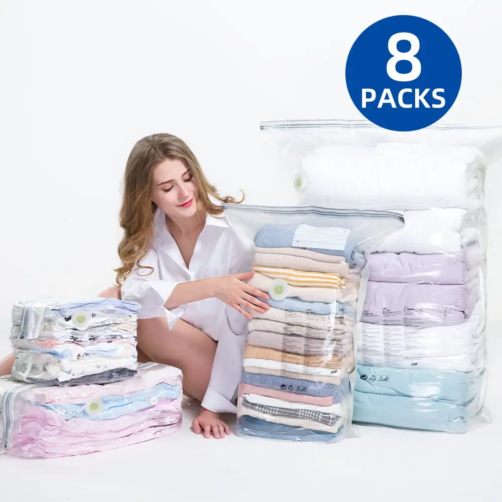 

Пакеты для вакуумного упаковщика, комплект из 8 упаковок для хранения одежды, одеял, подушек, стеганых принадлежностей, дорожного органайзера для одежды