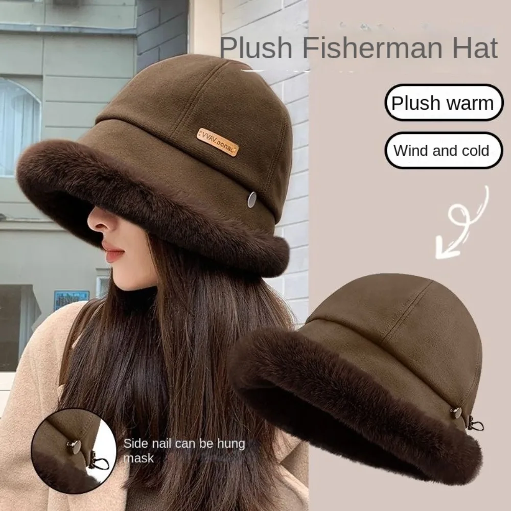 Мягкая ветрозащитная рыбацкая шляпа плюс бархатная теплая пушистая меховая