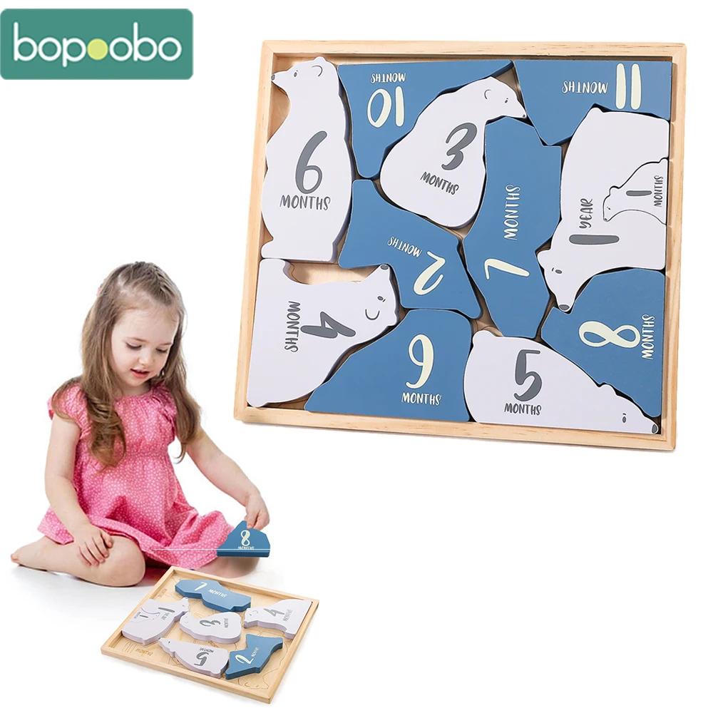 

1 Set Baby Wooden Toys 3D Puzzle Polar Bear Montessori Educational Cognition Intelligence Puzzle Game For Children Toys