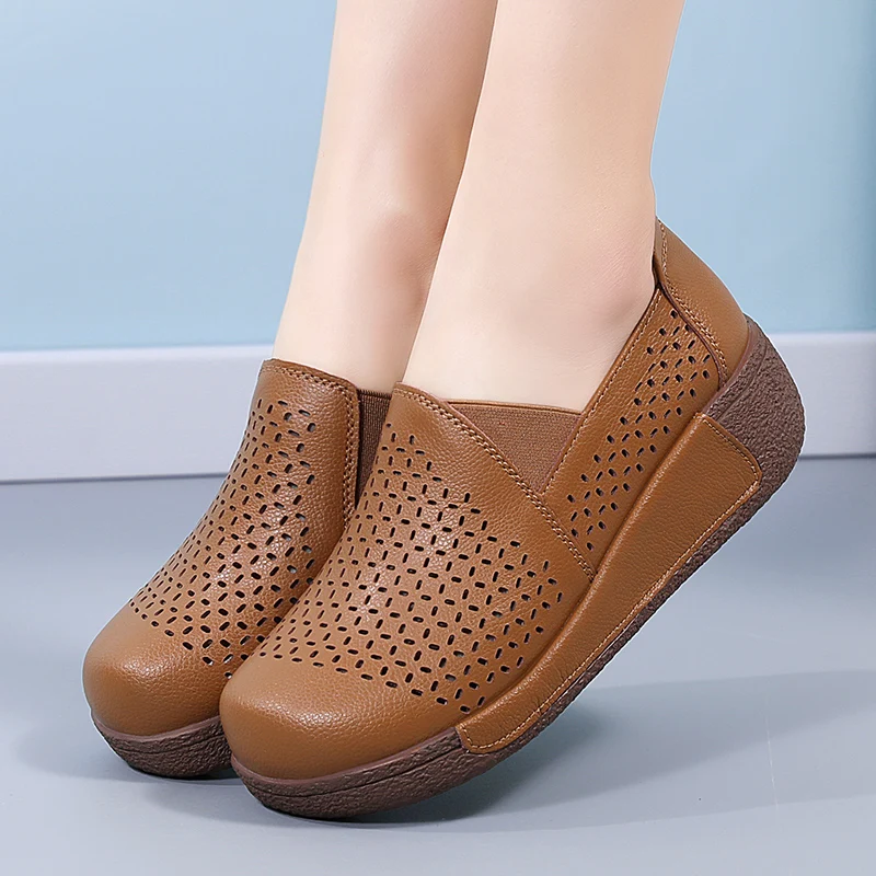 Женские туфли на толстой подошве удобные дышащие лоферы повседневная обувь