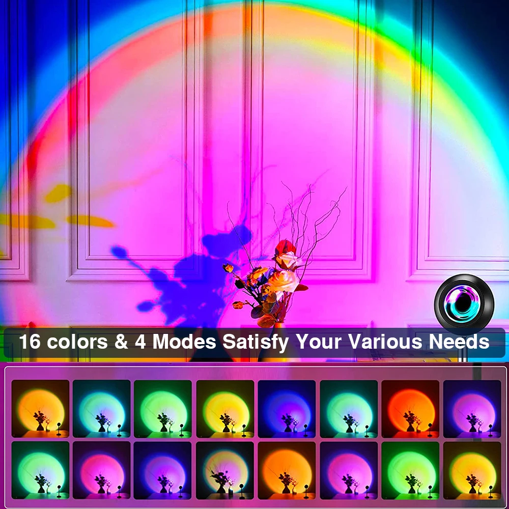 Радужная атмосфера заката roдэнни светодиодный светильник для дома спальни бара