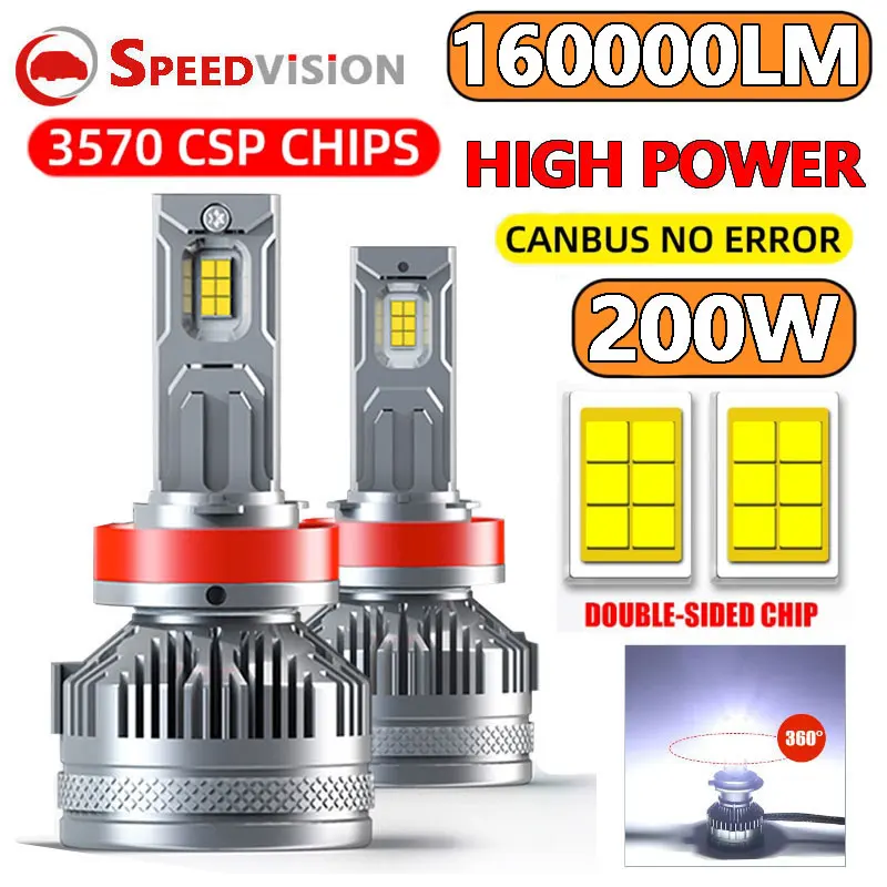H7 LED 200W H4 F5C F5 160000 LM Canbus H1 H11 H8 HB3 9005 HB4 9006 9012 HIR2 H9 6000K Автомобильные фары