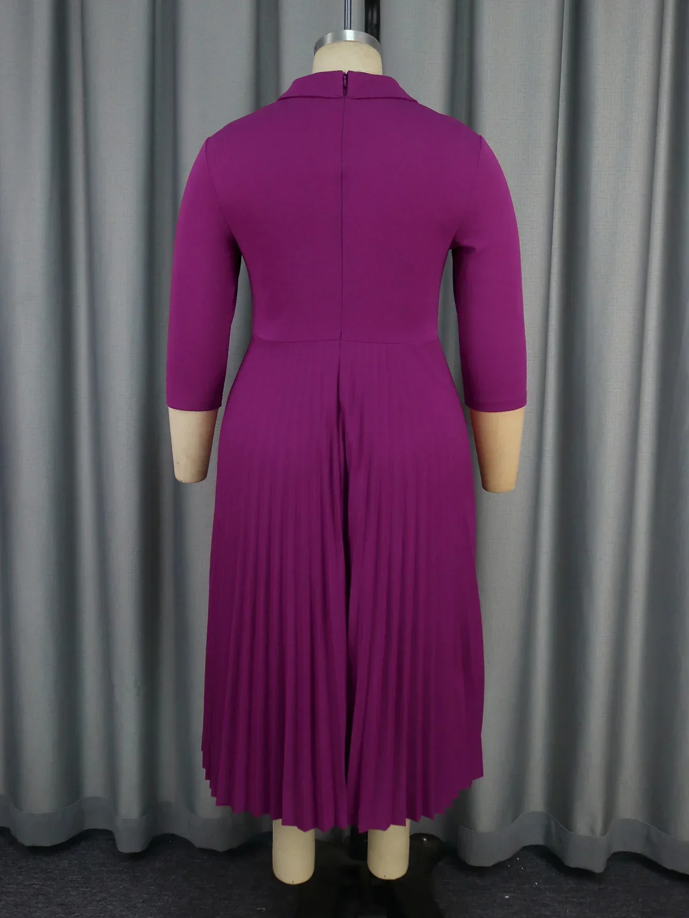 Классическое женское торжественное офисное плиссированное платье с лацканами и