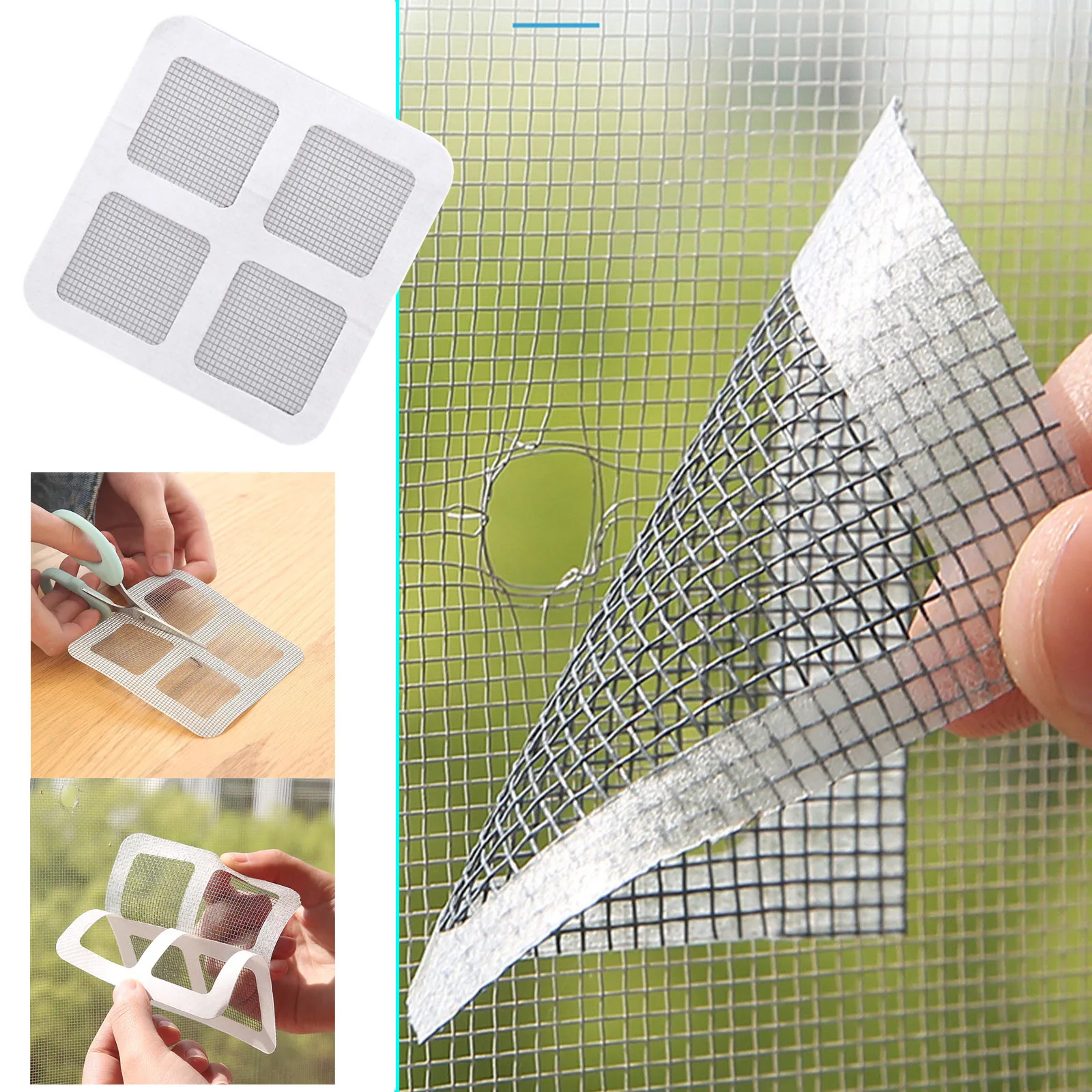 

10*10cm Window Screen Repair Self-adhesive Net Door Fix Patch Anti-Insect Mosquito Mesh Broken Holes Repair Door Curtain Patch