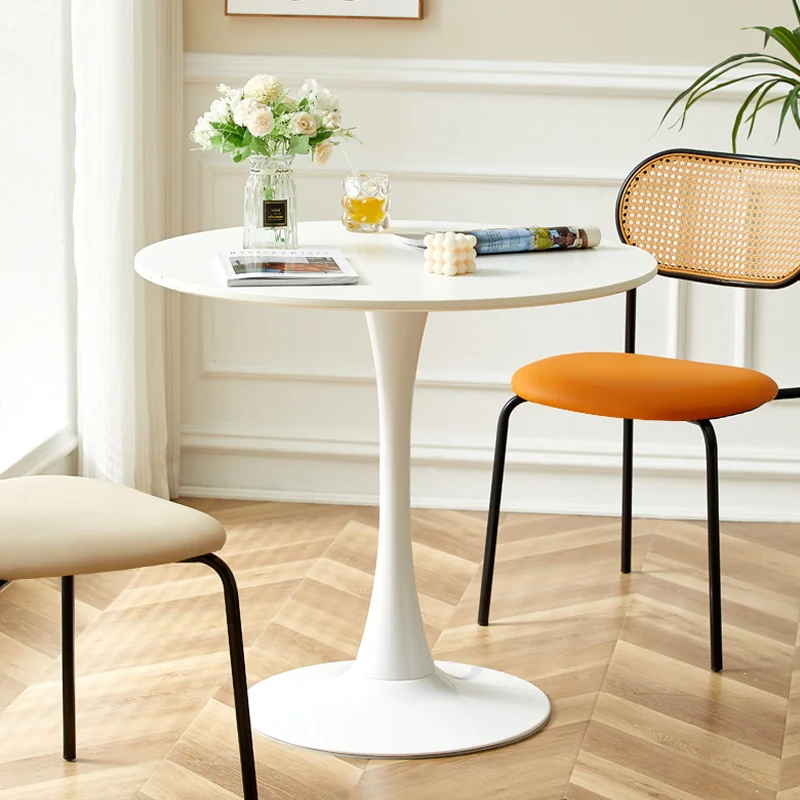 

Modern Negotiation Tables Leisure Coffee Table Milk Tea Shop Dining Tulip Petals Small Round Baking Varnish Desktop