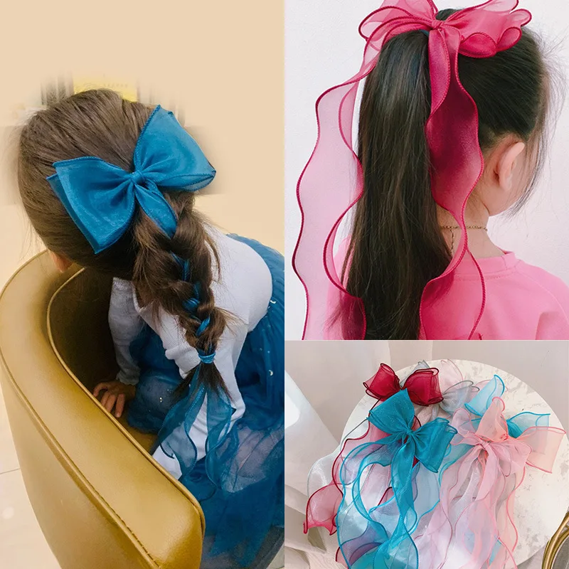 

2023 New Children Cute Colors Ribbon Lace Bow Ornament Hair Clips Girls Lovely Sweet Barrettes Hairpins Kids Hair Accessories