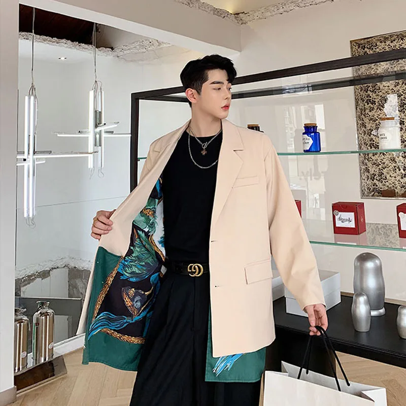 

Men Inside and Outside Can Wear Loose Casual Vintage Fashion Suit Blazer Jacket Male Streetwear Hip Hop Suit Coat Outerwear