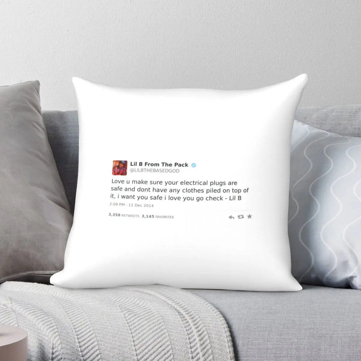 

Lil B Tweet Be Safe Pillowcase Polyester Linen Velvet Pattern Zip Decor Throw Pillow Case Sofa Seater Cushion Case 18"