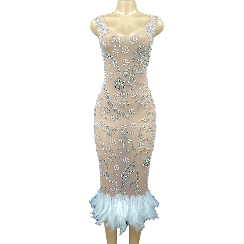 

Стразы, женская сексуальная прозрачная танцевальная одежда, женское платье на день рождения