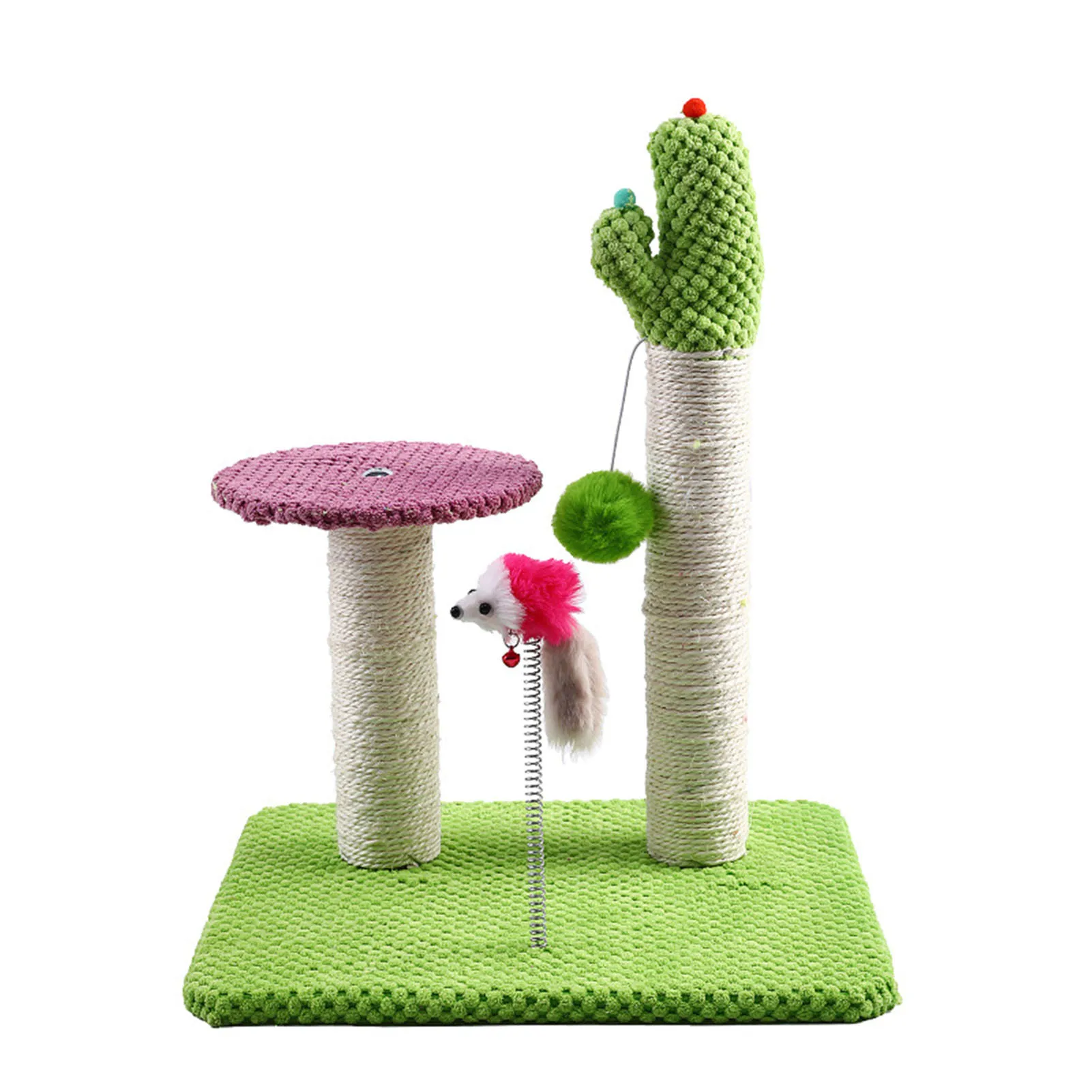 

Cactus Scratching Posts Durable Cat Scratcher Tower With Platform And Hangings Balls Cat Scratcher For Indoor Cats Kitten