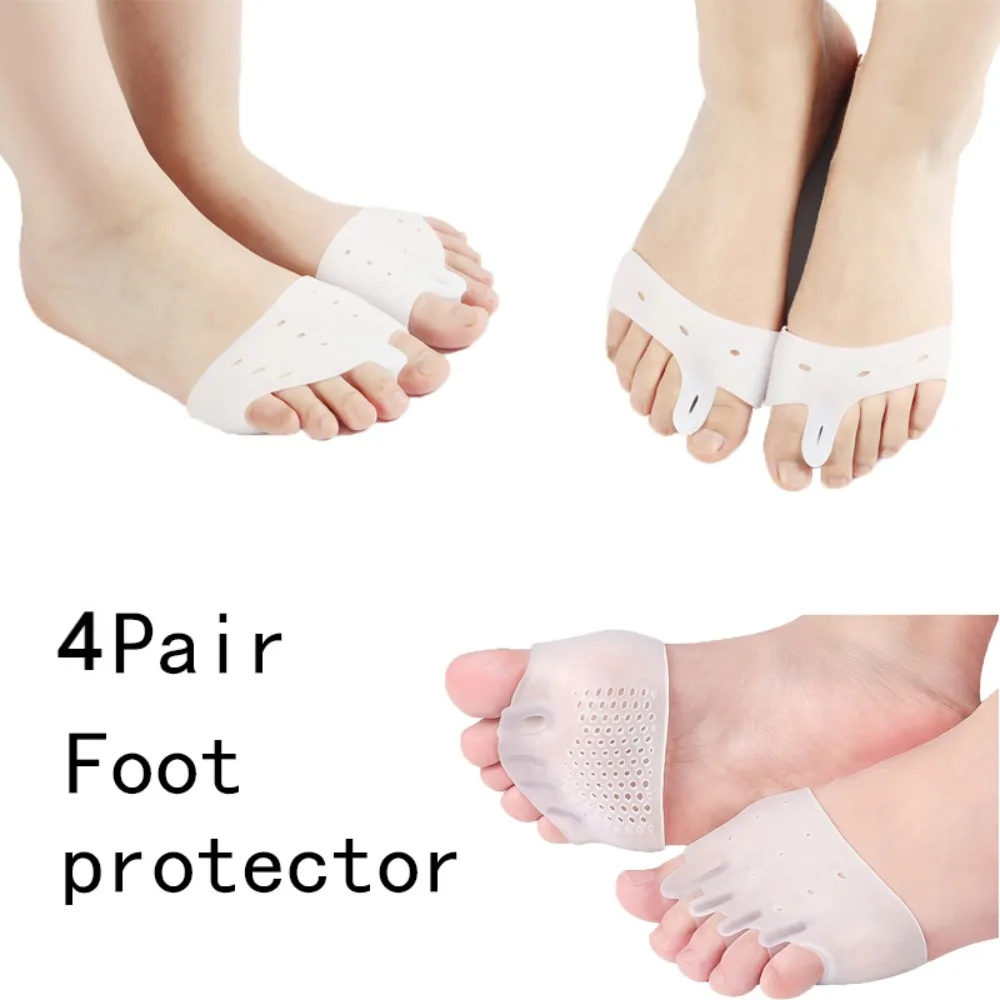 

4Pair Silicone Forefoot Pads Toe Separators Thumb Bunion Overlapping Soft Toe Spacers Pedicure Foot Care Tools for Men and Women