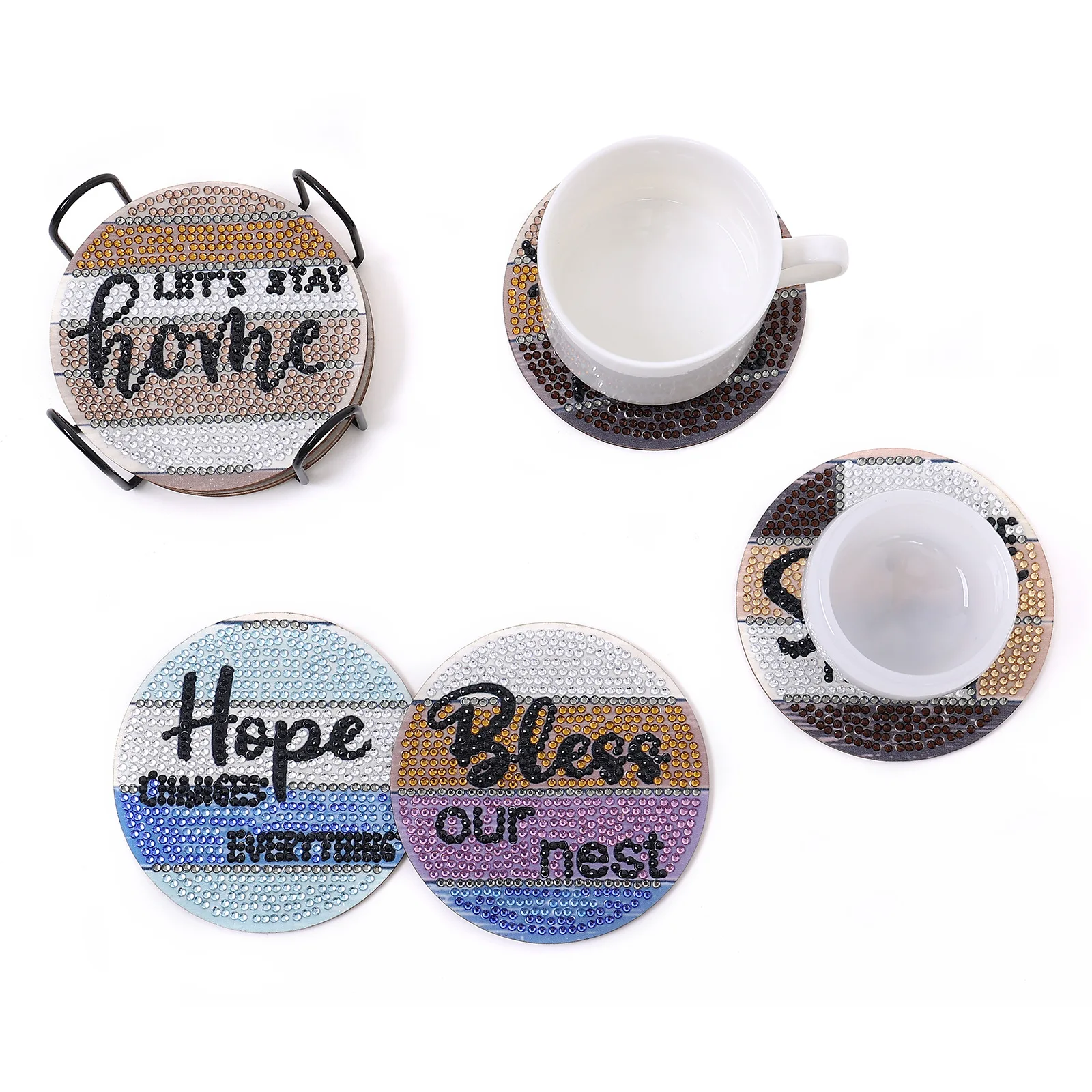 8 шт. круглая деревянная термоизоляция в горошек