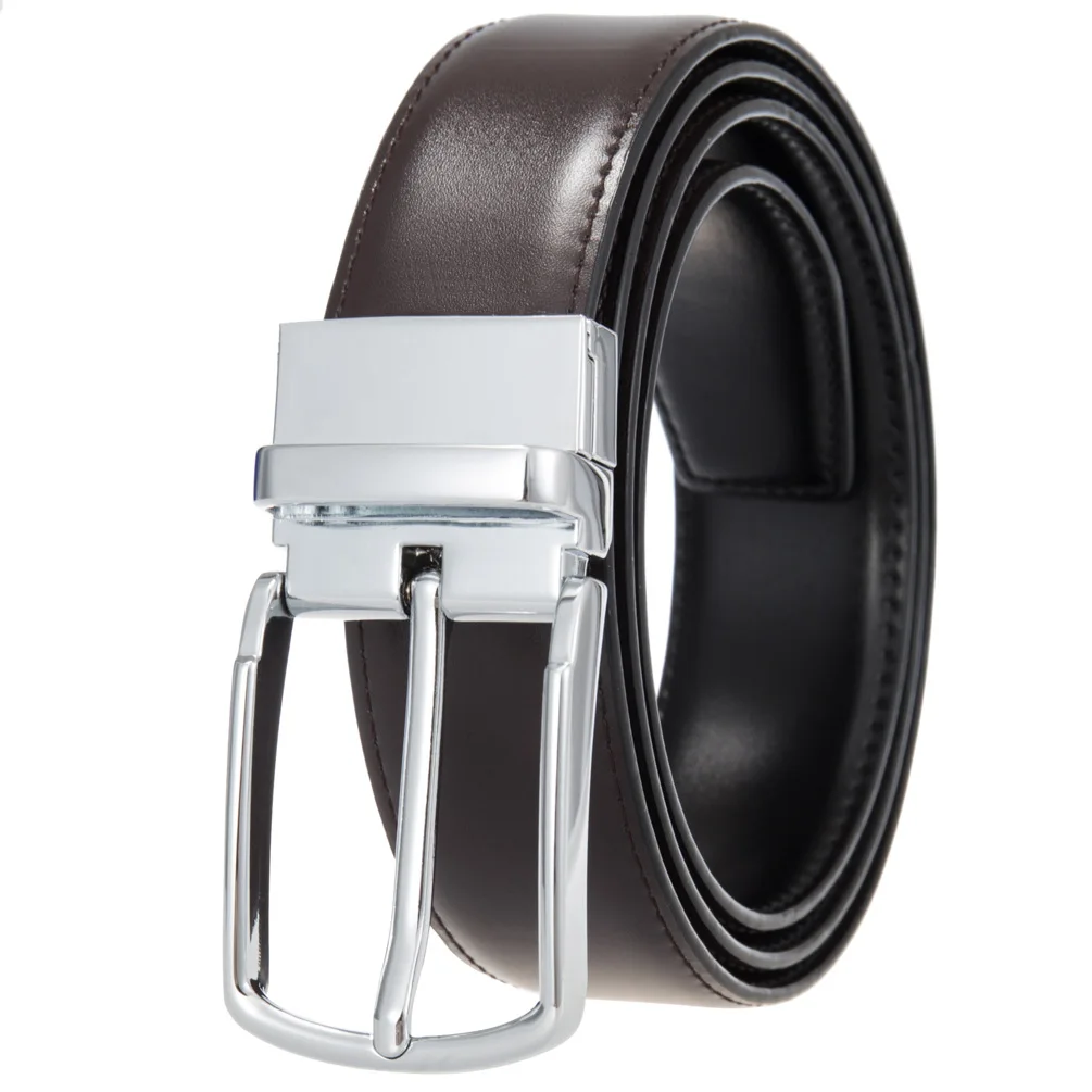 

Business Men's Rotating Gun Color Pin Buckle Belt Casual Trend Two Layer Cowhide Tooling Belt New Luxury Genuine Punched Belt