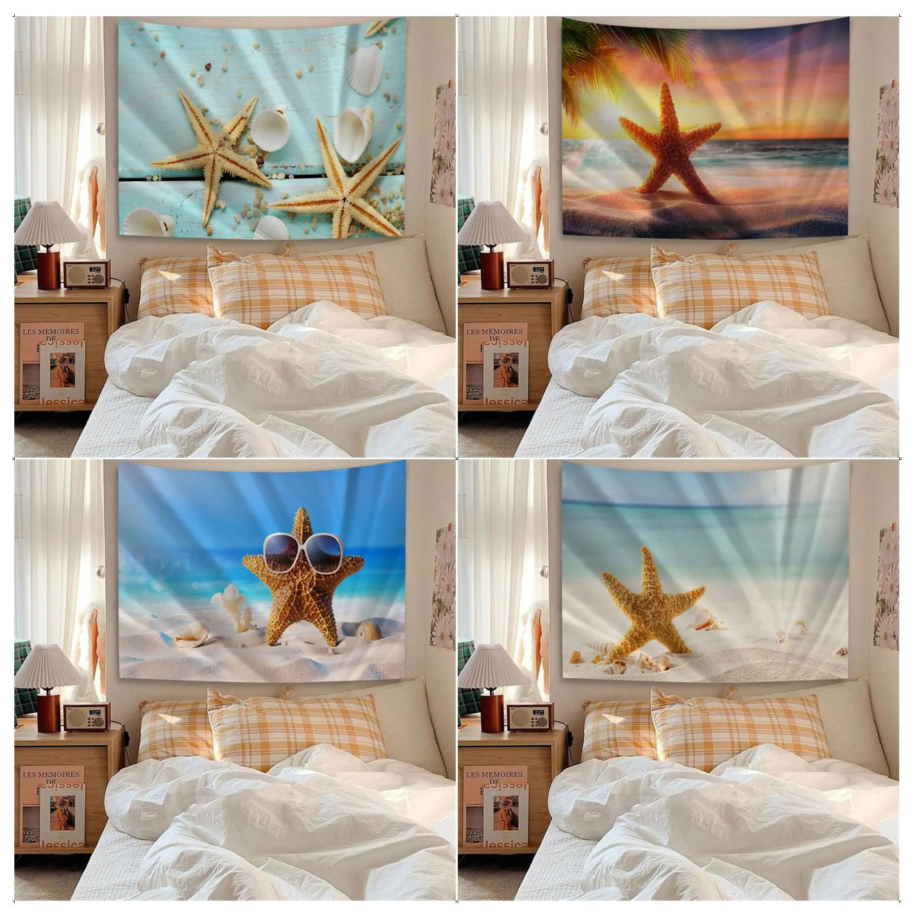 

Beach Starfish Cartoon Tapestry Home Decoration Hippie Bohemian Decoration Divination INS Home Decor