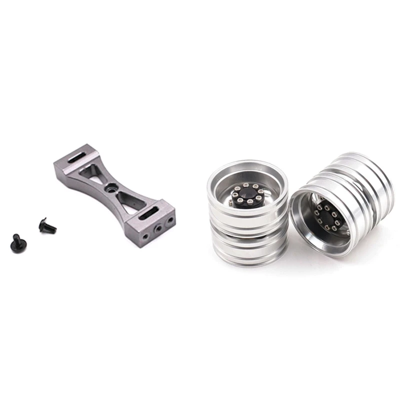 

1Pcs Metal Bracket Rc Car Upgrade Metal Diy Parts Kit & 2Pcs Cnc Metal Alloy Rear Wheel Hub Rim