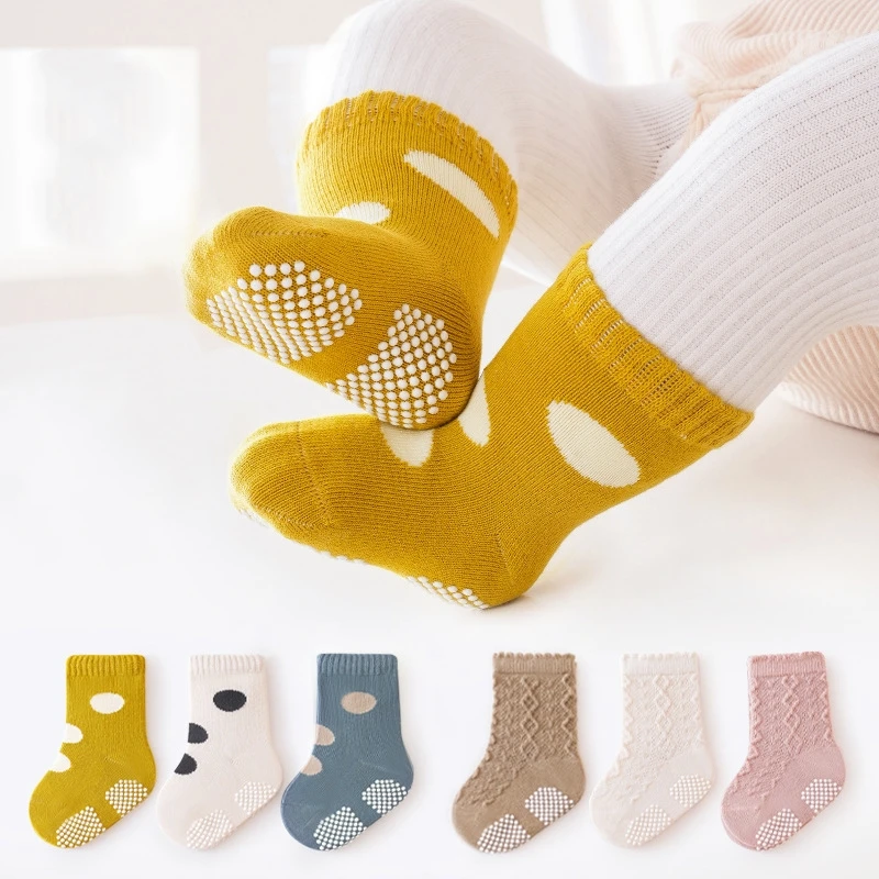 

3 пары, детские Нескользящие гольфы, на осень/зиму