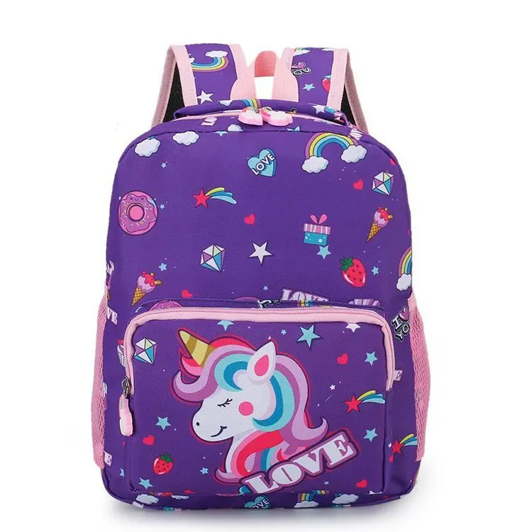 

Students Kindergarten Schoolbag Kids Girls Backpack Cartoon Unicorn Allover Print Bookbag Lightweight Daypack For Girls