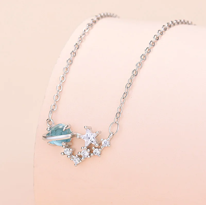 

New 2022 Designer Planet Necklace Star Zircon Pendant Clavicle Chain
