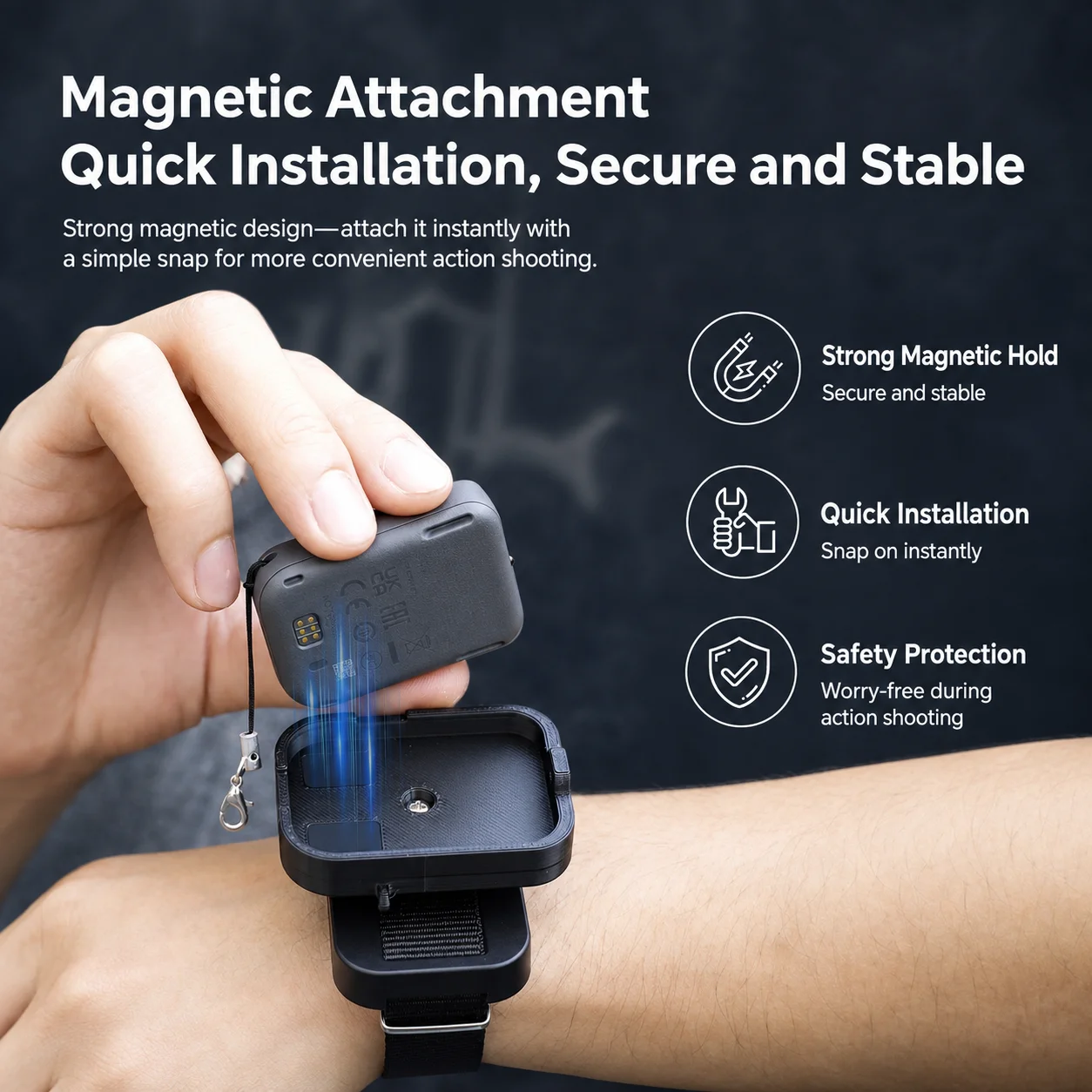 Фото Крепление-держатель для браслета DJI FrameTap Viewfinder Pocket 4 Pro Mobile 8P, магнитное быстросъемное, регулируемый ремешок-аксессуар №4