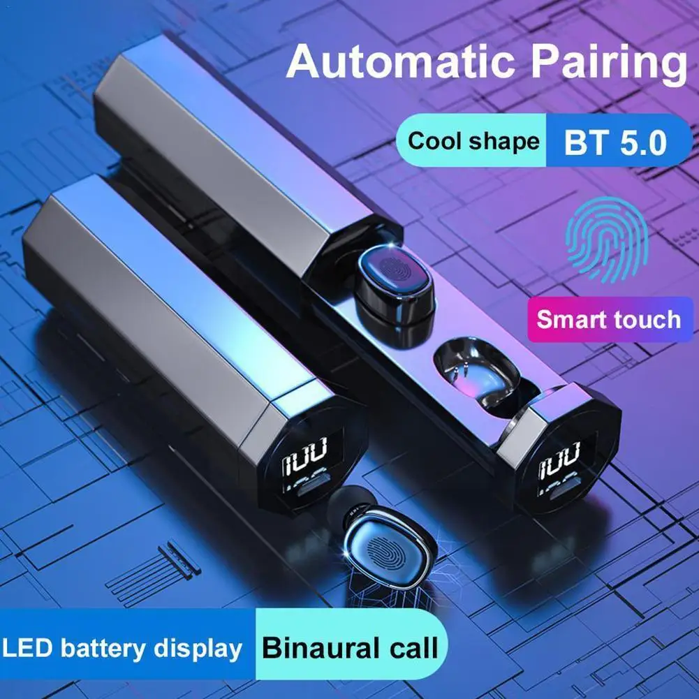 B9 Tws5.0bluetooth Headset Digital Display Wireless Sports Earphone Mic Earbuds Gaming Music Headset For Sams R4o1