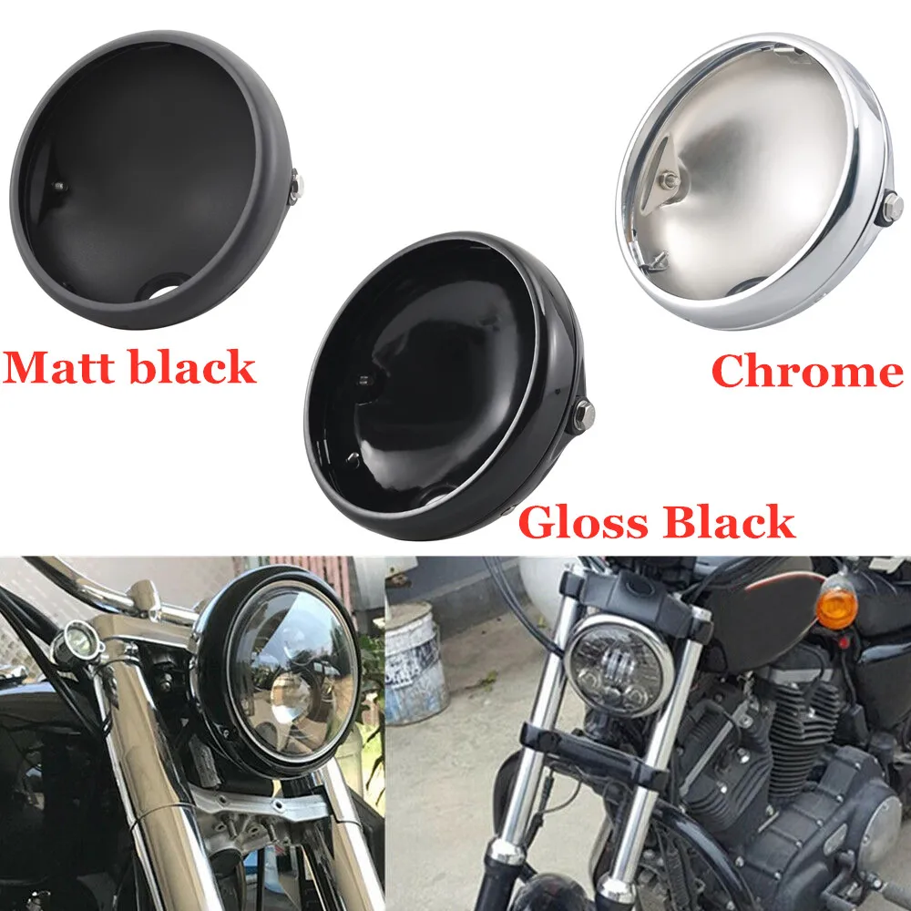

Motorcycle LED Headlight Housing 7 Inch Retro Side Mount Holder Headlight Shell Universal Headlamp Cover Bucket Shell Lighthouse