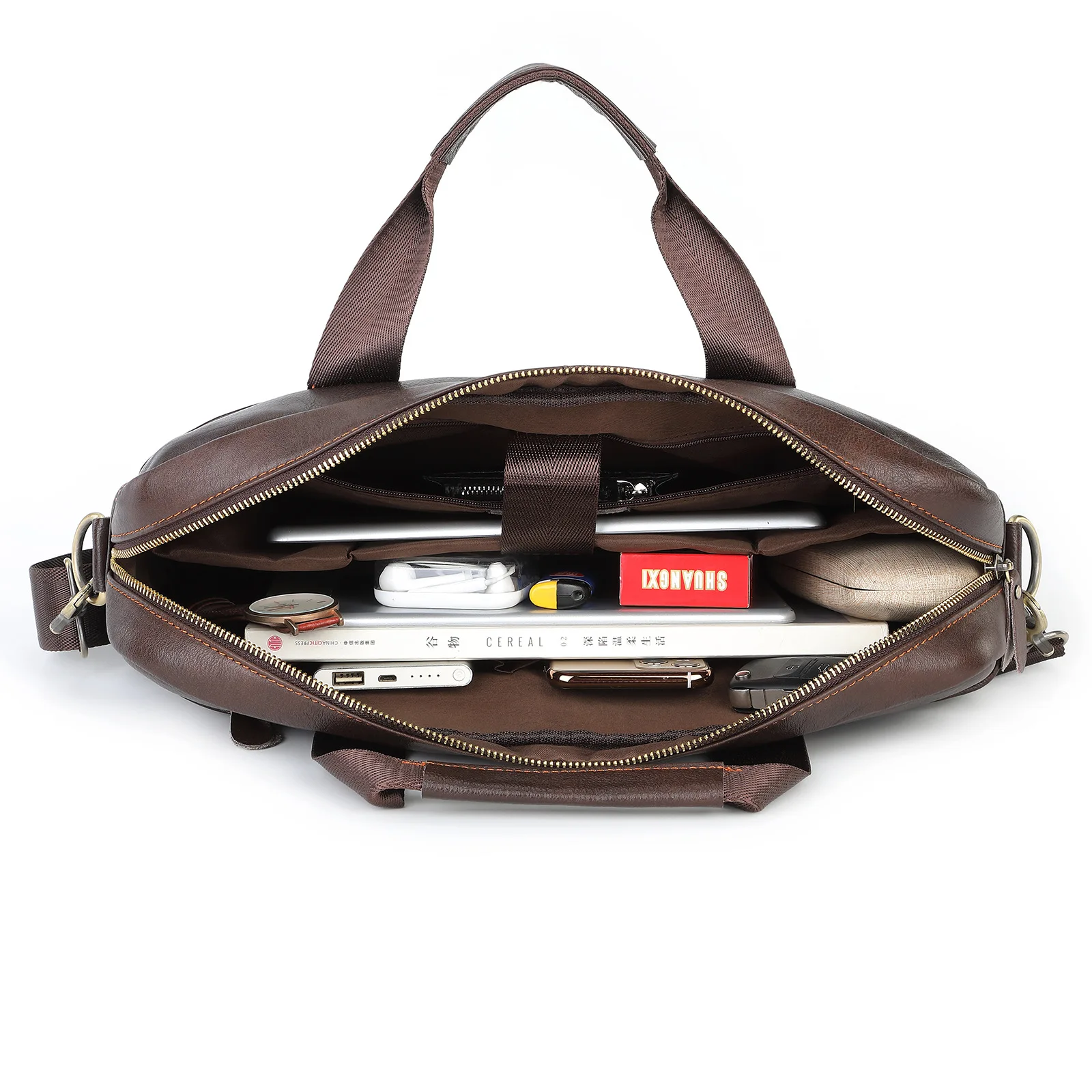 Royal Bagger Shoulder Bags Briefcases for Men Genuine Cow Leather Male Laptop Briefcase Handbag Business Messenger Bag Handbags