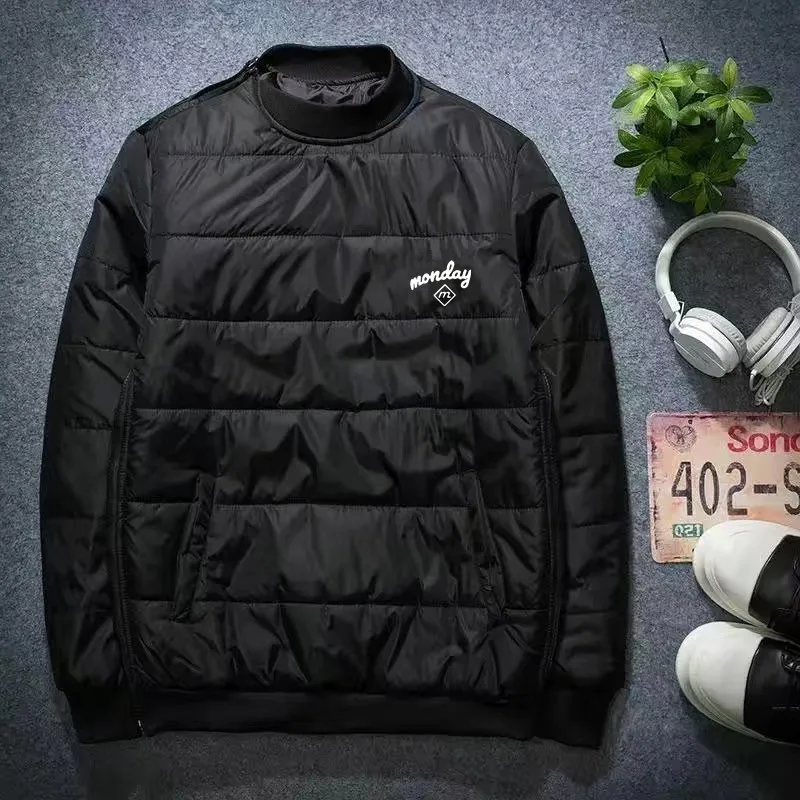 

Winter Warm Men's Golf Coats Round Neck Pullover Fashion Korea Casual Golf Wear Sportswear Light Soft Zip Cotton-padded Jacket