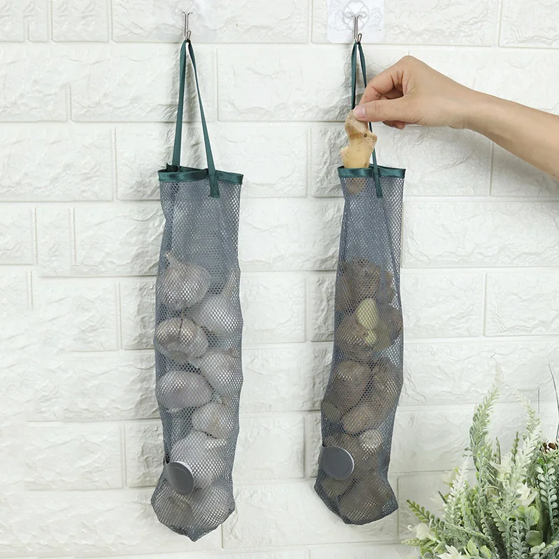 

Vegetable Fruit Storage Mesh Bag Produce Hanging Grocery Shopping Bags Kitchen Reusable Net Bag For Fruits Groceries Organizer