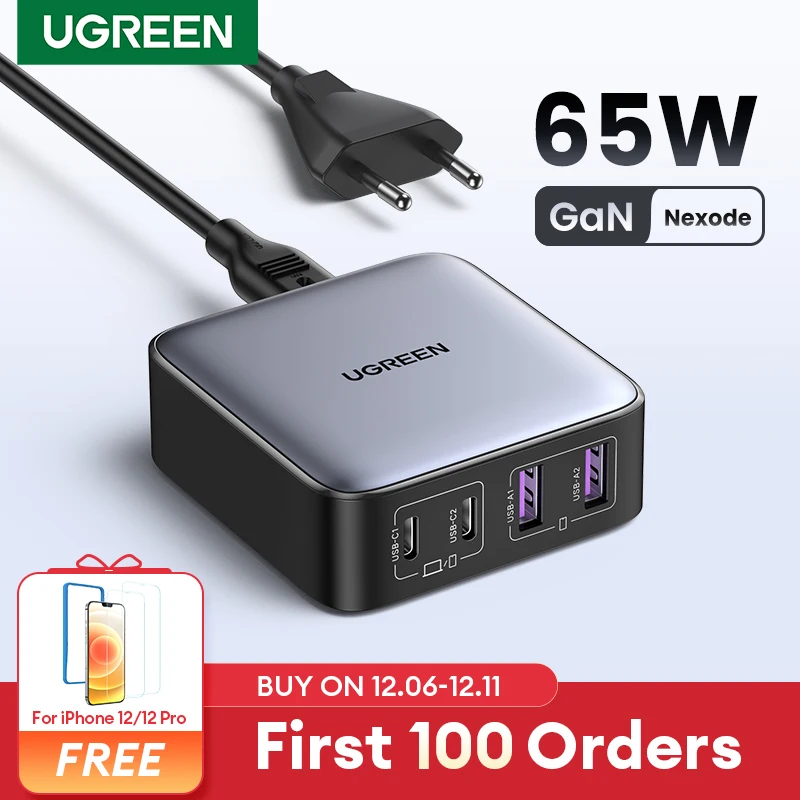 UGREEN 65W GaN Charger Desktop Laptop Fast Charger 4 in 1 Adapter For iPhone 14 13 12 Pro Max Phone Charger Xiaomi Samsung