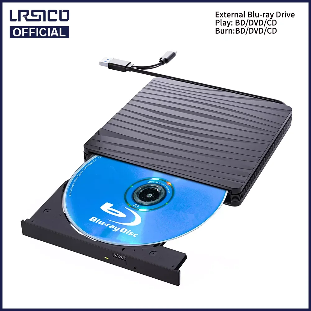 External Blu-ray Writer CD/DVD/BD Player Blu-ray Burner USB 3.0 External CD DVD  Blu-ray Player and Burner  Drive For Mac PC OS