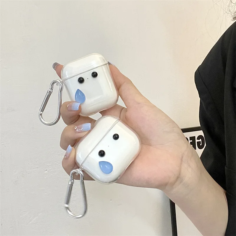 

Cute Cartoon Sweat Face Transparent Case for Apple AirPods 1 2 3 Pro Cases Cover IPhone Bluetooth Earbuds Earphone Air Pods Case