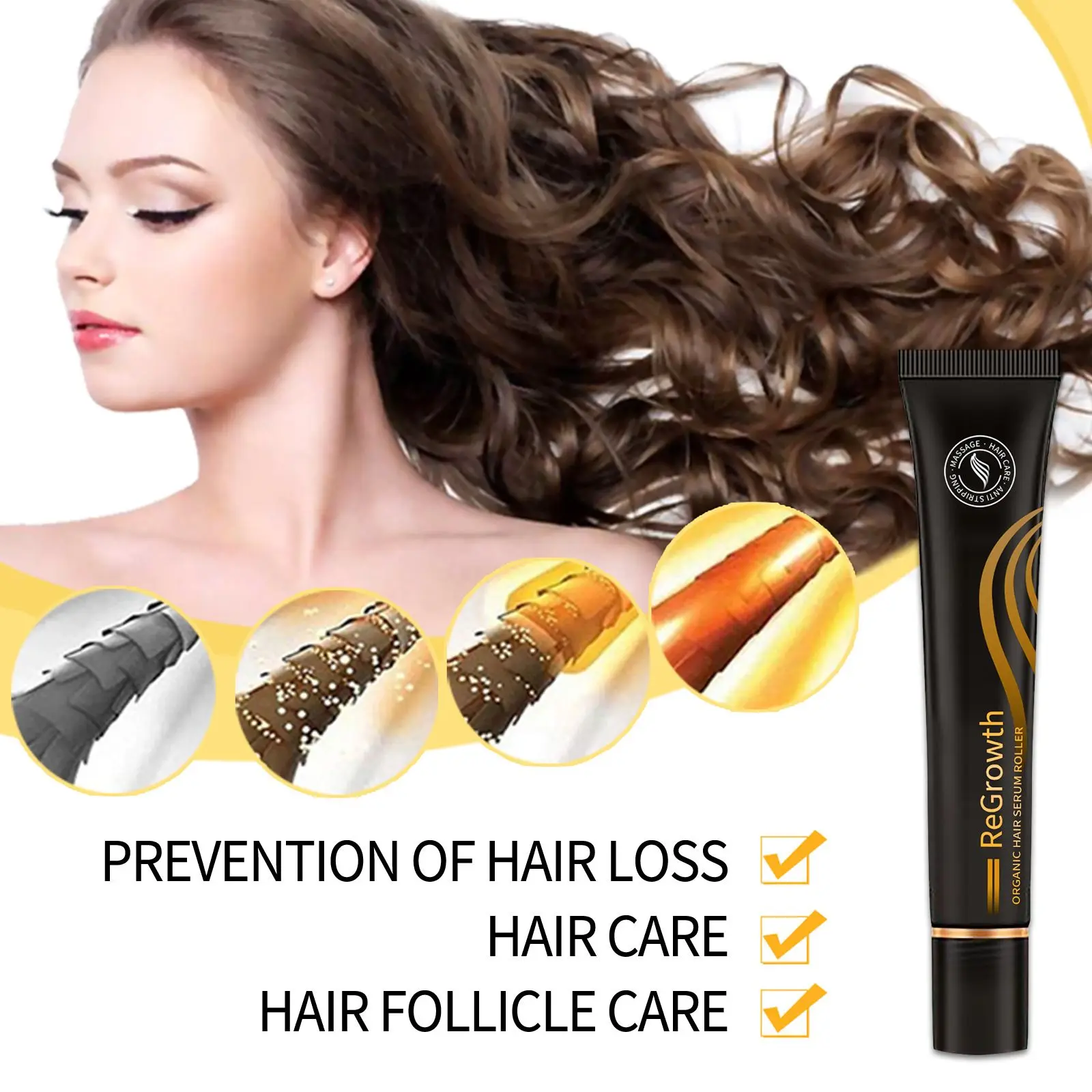 

Unisex Natural Extract Pilatory Germinal Hair Regrowth Serum Roller Baldness Repair Haircare Hair Loss Liquid