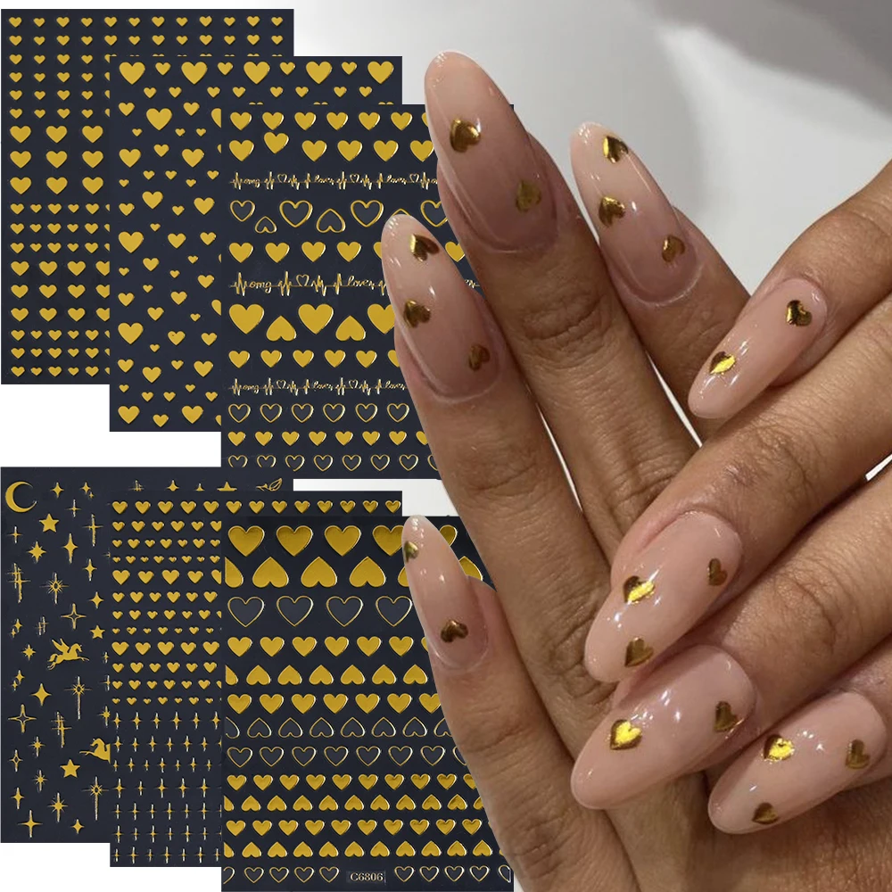 6/4 шт. 3D-наклейки для ногтей в виде сердца