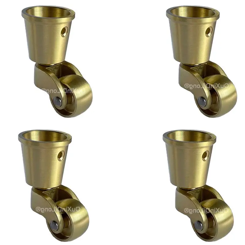 

NEW 4PCS 1Inch Pure Brass Cup Furniture Casters Universal Swivel Rollers Table Chair Sofa Feet Wheels Protect Furniture Pulleys