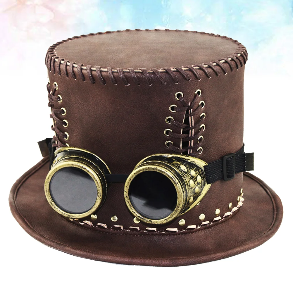 

Hat Steampunk Tophats Goggles Punk Steamfor Costume Accessories Style Cosplay Vintage Burning Gear Man Mad Tophat Assecories