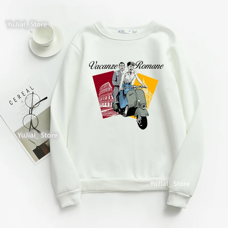 

Vintage Vespa Dog Print Sweatshirt Women Clothes 2023 Funny White/Pink/Gray Hoodies Winter/Spring Jumper Harajuku Tracksuit